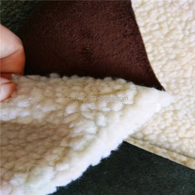 Light Yellow 100% Polyester Synthetic Sherpa Suede Fabric for End Customers