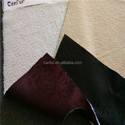 Light Yellow 100% Polyester Synthetic Sherpa Suede Fabric for End Customers