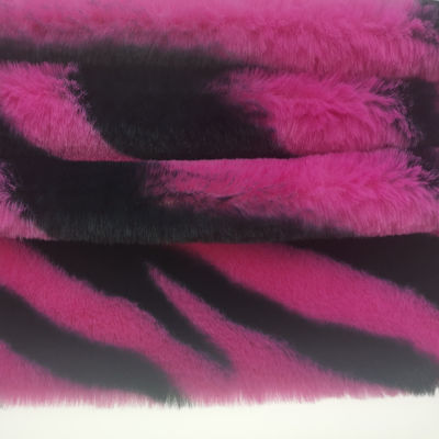 15mm Tricot Knitted 100% Polyester Very Soft Zebra-Stripe Printed Faux Rabbit Fur Fabric