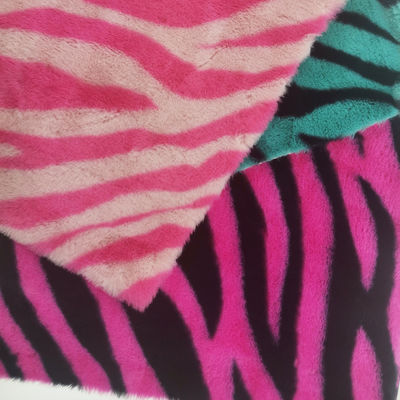 15mm Tricot Knitted 100% Polyester Very Soft Zebra-Stripe Printed Faux Rabbit Fur Fabric