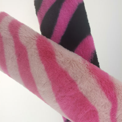 15mm Tricot Knitted 100% Polyester Very Soft Zebra-Stripe Printed Faux Rabbit Fur Fabric