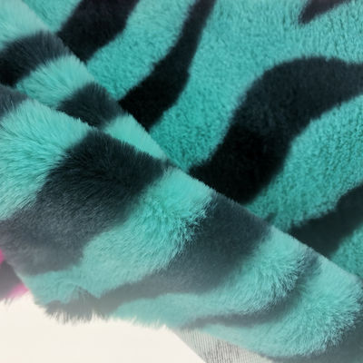 15mm Tricot Knitted 100% Polyester Very Soft Zebra-Stripe Printed Faux Rabbit Fur Fabric