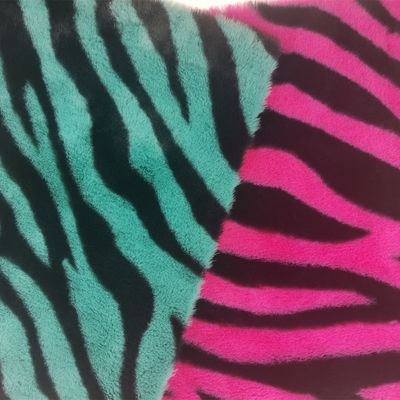 15mm Tricot Knitted 100% Polyester Very Soft Zebra-Stripe Printed Faux Rabbit Fur Fabric