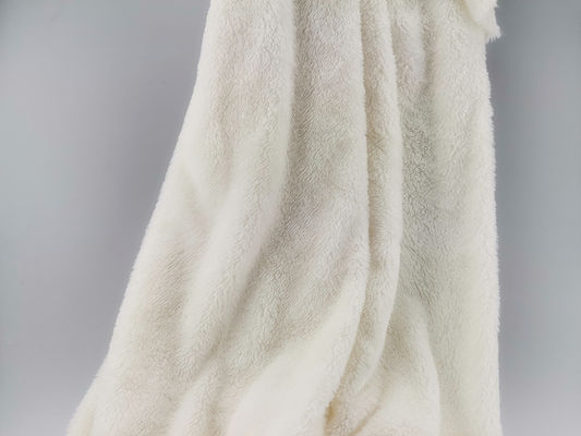 UK Market 58/60" Width White Polyester Furry Fabric with 96F Density