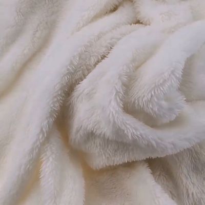 UK Market 58/60" Width White Polyester Furry Fabric with 96F Density