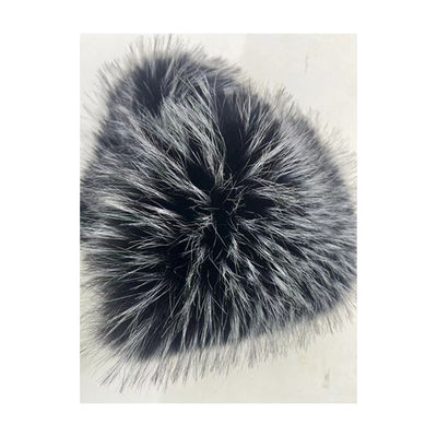 Soft and Luxurious Knitted Backing White Fur with Black Tip Dyed Color Pom Fur Fabric