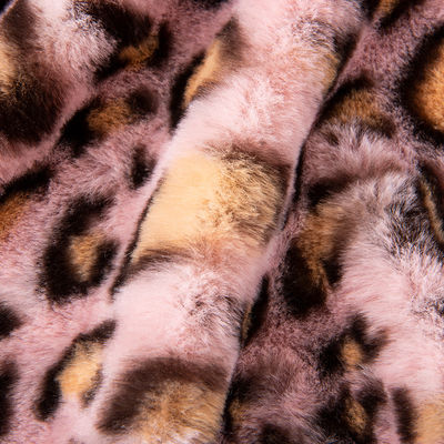Weft Knitted 100% Polyester Super Soft Leopard Print Rabbit Fur Faux Fur Fabric Thick