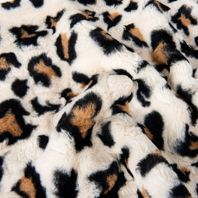 Weft Knitted 100% Polyester Super Soft Leopard Print Rabbit Fur Faux Fur Fabric Thick
