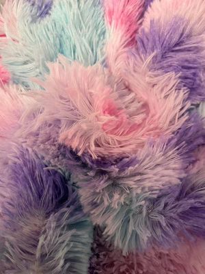 100% Polyester Special Dyeing Knitted PV Plush Toy Fabric with Plush Pattern and Long Pile