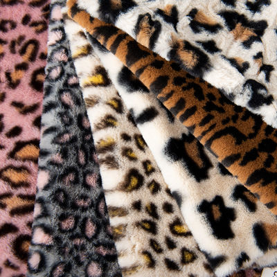 100% Polyester Super Soft Leopard Print Rabbit Fur Faux Fur Fabric for Garment Making