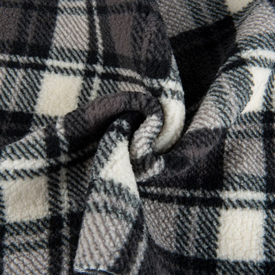 Printed 100% Polyester Textile Sherpa Fleece Fabric For Garment In TWILL Style