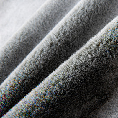 Plain Knitted Faux Rabbit Fur Fabric with White Tip Color Printing Luxurious and Durable