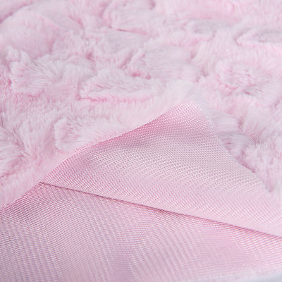 Customized Designs Faux Fur Fabric Polyester Stripe Embossing for Women's Winter Coat