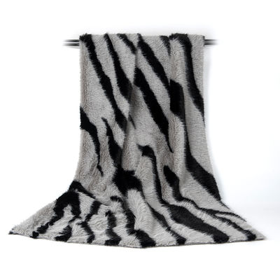 Ladies Vest Long Pile Faux Fur Fabric with Strip Printing and Plush in Weft Suede