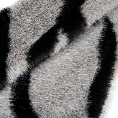 Ladies Vest Long Pile Faux Fur Fabric with Strip Printing and Plush in Weft Suede