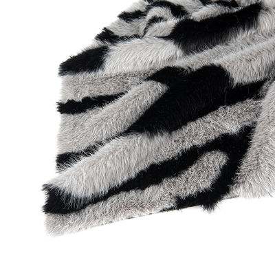 Ladies Vest Long Pile Faux Fur Fabric with Strip Printing and Plush in Weft Suede