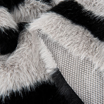 Ladies Vest Long Pile Faux Fur Fabric with Strip Printing and Plush in Weft Suede